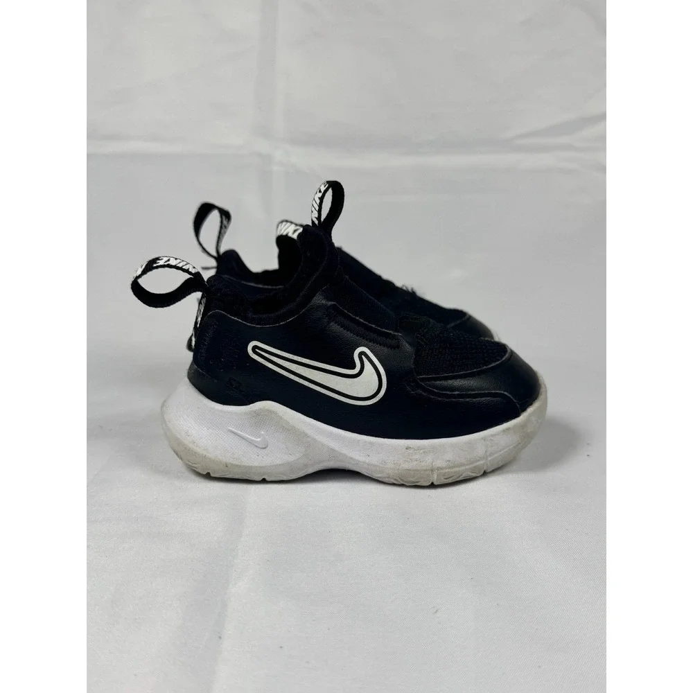 Nike Flex Runner 3 FN1478-005 Toddler 5C Shoes Black White Mesh Slip On Sneakers
